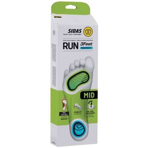 Tallatoed sportimiseks SIDAS 3FEET® RUN PROTECT MID; Keskmise kõrgusega pikivõlvile; Jooksjale; Jalgade vale asend; Jalgade väsimus liikumisel; 1 paar